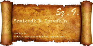 Szmicsák István névjegykártya